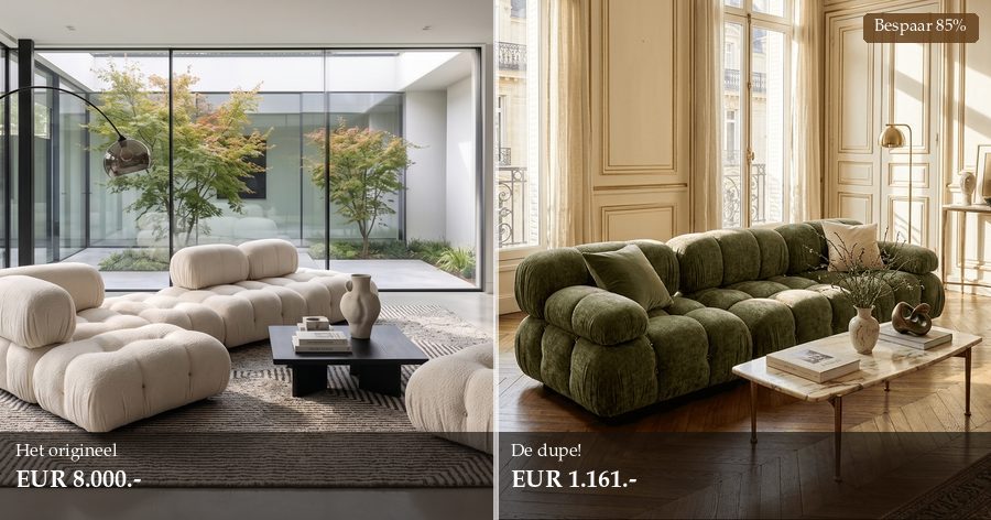 Vergelijking Camaleonda Sofa origineel versus dupe - bespaar 85%