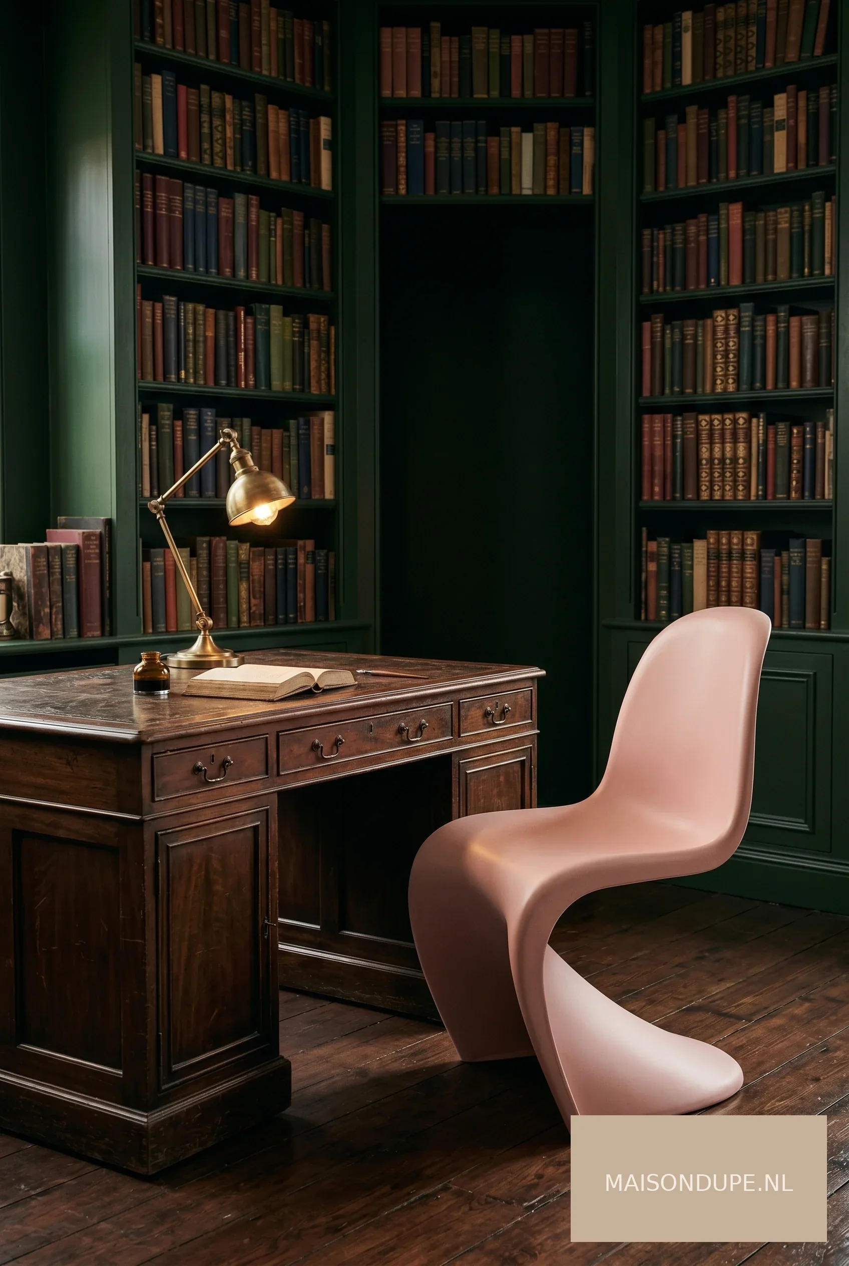 Betaalbare poederroze Panton Chair dupe in een moderne interieurstijl.